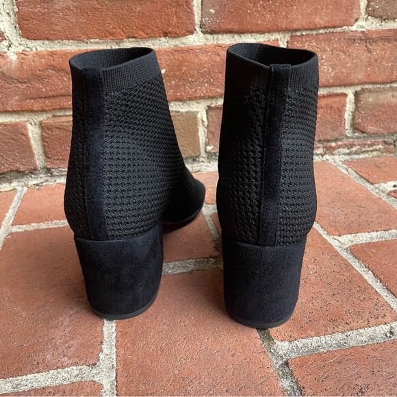 Eileen Fisher $245 Croft Stretch Knit Open Toe black Boots 9 - Picture 4 of 10